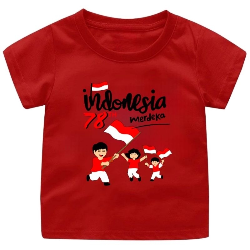 Baju Kaos Anak KEMERDEKAAN INDONESIA Lengan Pendek usia 1-12 Tahun