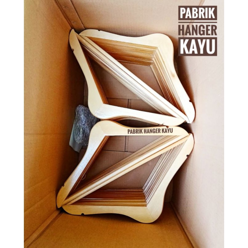 PAKET HEMAT ISI 100 PCS HANGER KAYU NATURAL DEWASA PALANG