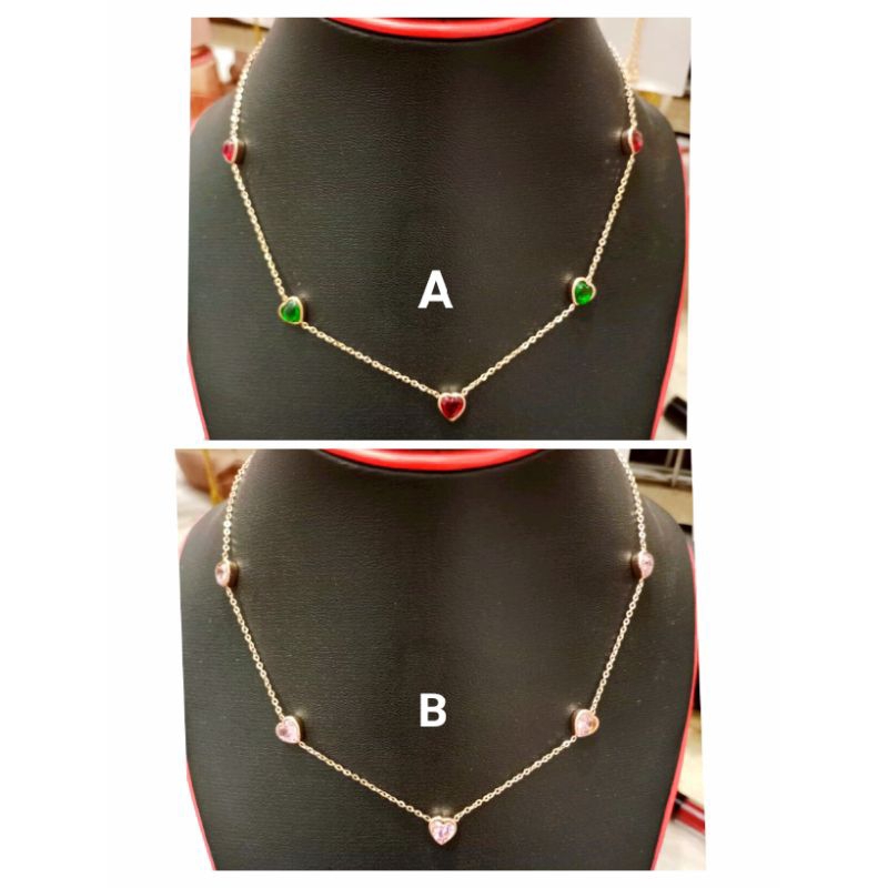 TJ021. Kalung Titanium kubik dewasa lapis emas dgn mata zircon