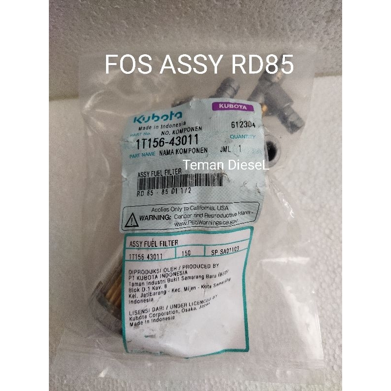 FOS assy RD85 Kubota Original /Saringan Solar Komplit RD85 Kubota