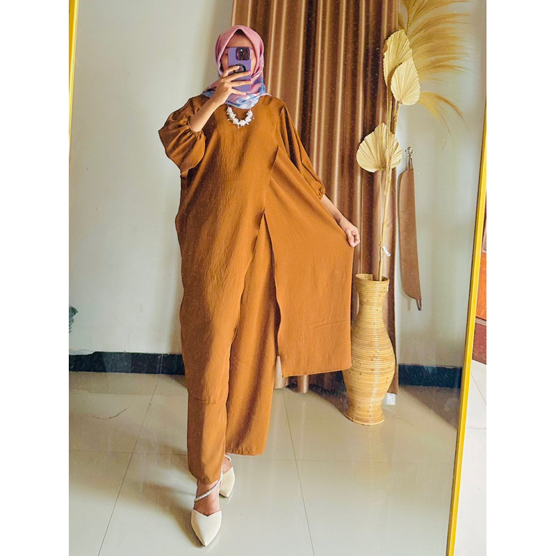 Oneset Mecca / Oneset Tunik / Oneset Long Tunik Oversize Crinkle Airflow