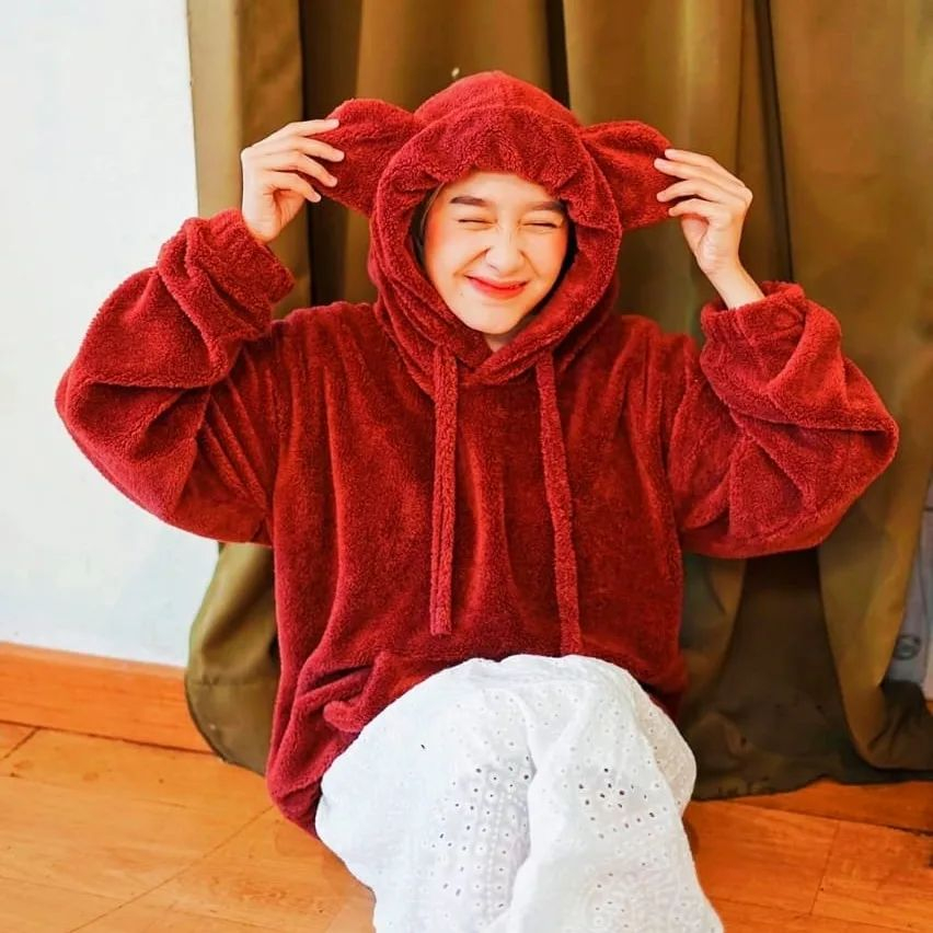 Sweater wanita BEAR SHERPA HOODIE JPN BAHAN SHERPA LD 100 CM PB 55 CM Sweater wanita korean style Hoodie wanita jumbo Hoodie wanita oversize