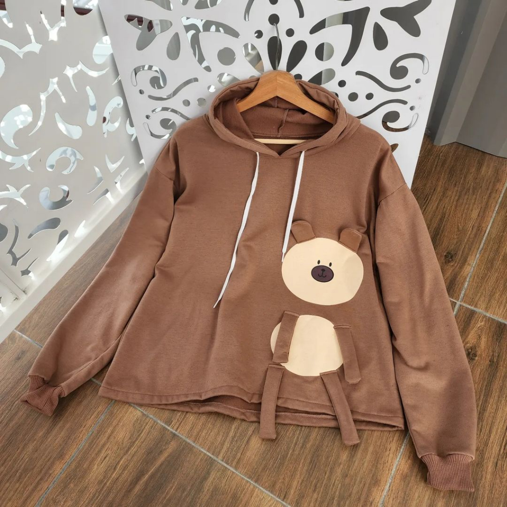 Sweater wanita HOODIE BERUANG 3D JPN BAHAN FLEECE  LD 100 CM PB 65 CM Sweater wanita korean style Hoodie wanita terbaru 2023 Sweater wanita oversize