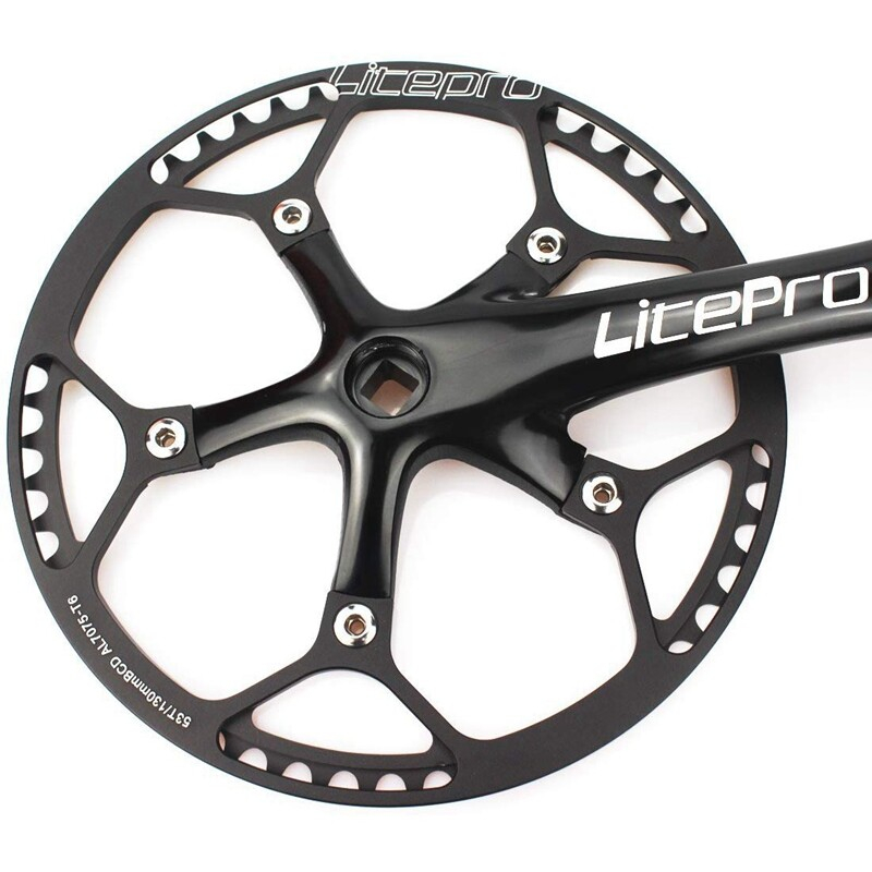 Litepro Single Speed Crankset 53T 170mm Crankarms Folding Bike Crankset with Protective Cover For Bike Track Road Bicycle