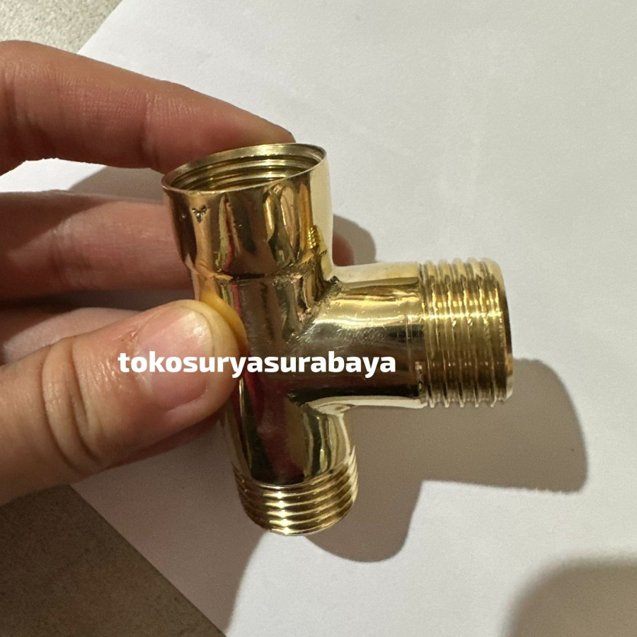 Tee shower 1/2" kuningan tee jet shower 1 / tee closet kuningan 1/2"