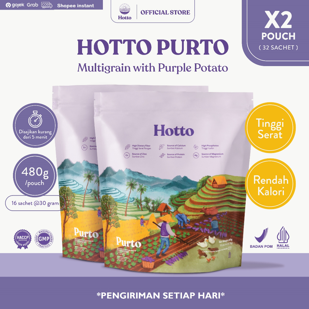 

QH X2 Pouch Hotto Purto Multigrain With Purple Potato isi 32 sachet