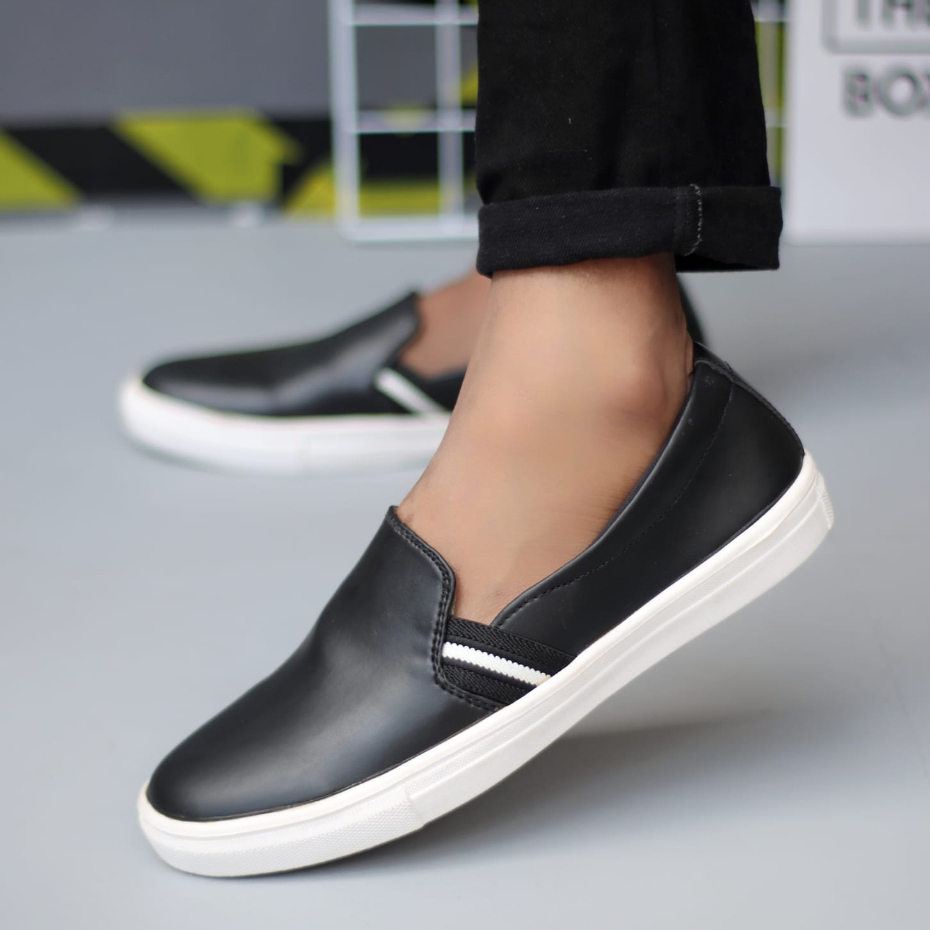 Sepatu Formal Casual Hitam Slip-on Kulit Pu Kerja Pria Crafts Neo