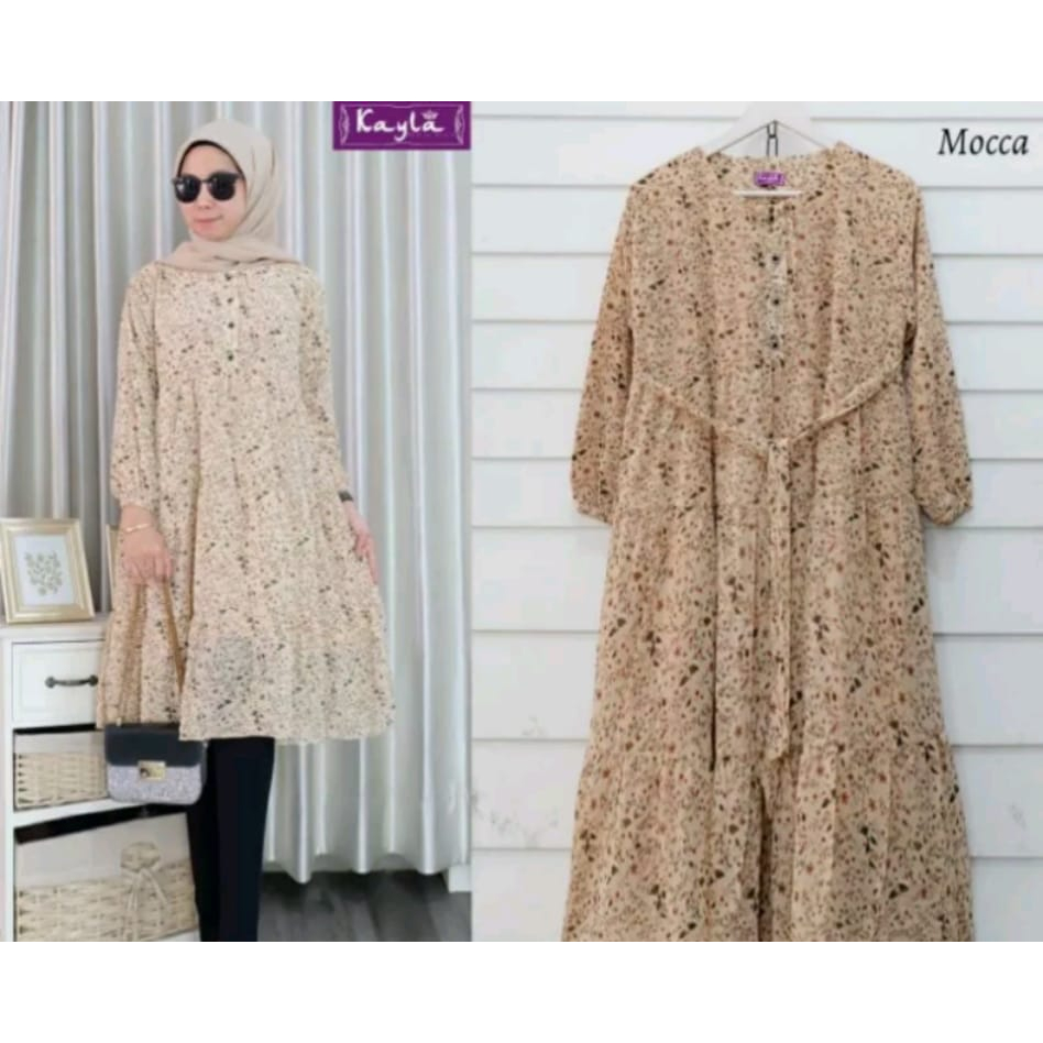 oneset dress milenial Setrok polo shirt setelan gamis wanita Muslimah Long Tunik luna top crop harga