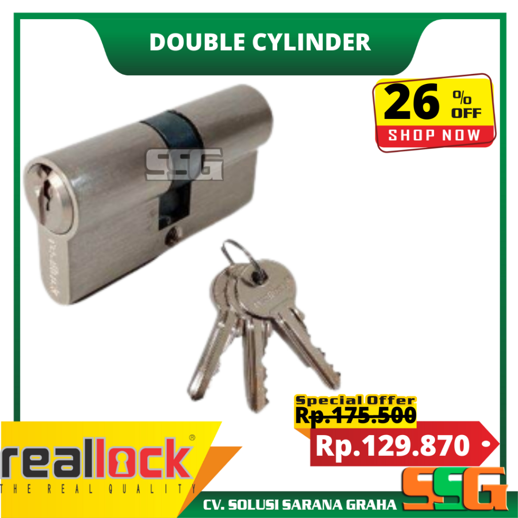 Double Cylinder REALLOCK DC RLK 65 SN Silinder Kunci Pintu