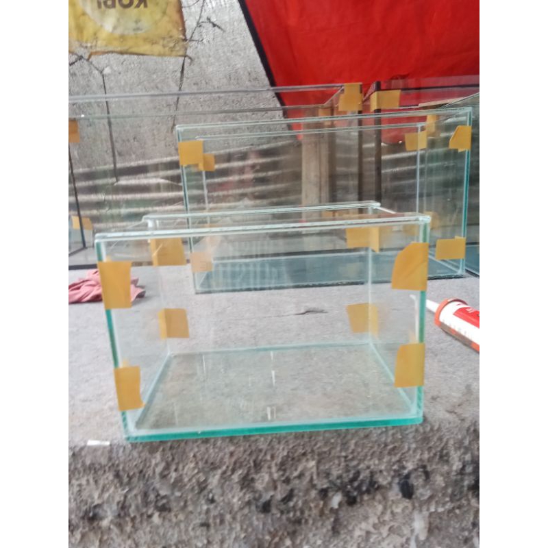 aquArium 30x20x20 kaca 5mili dasar 8mili/5mili+tutup 30x20