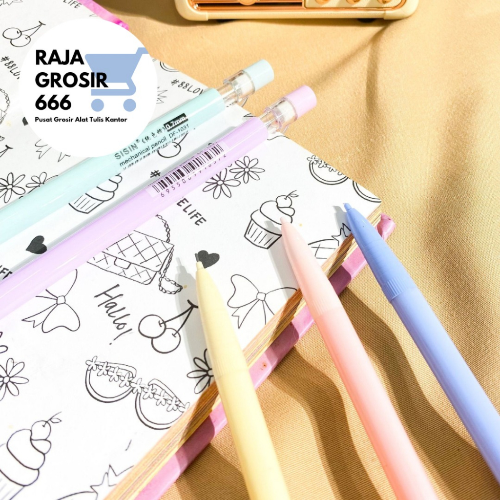 PENSIL CETEK MEKANIK WARNA MACARON DF-1031 PENCIL KOREA COD TERMURAH ORIGINAL MACARON