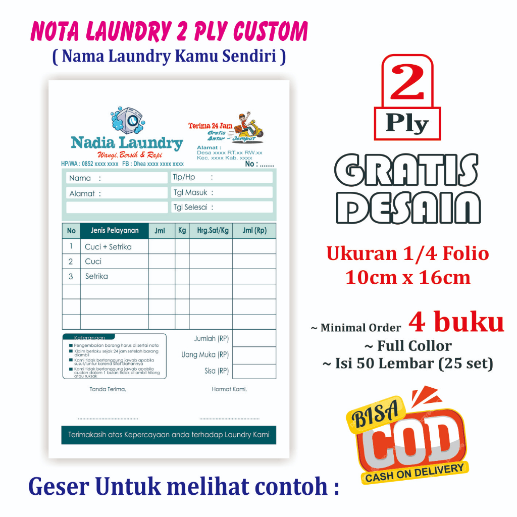 

CETAK NOTA LAUNDRY CUSTOM 2 ply FULL COLLOR NAMA LAUNDRY KAMU SENDIRI CUSTOM