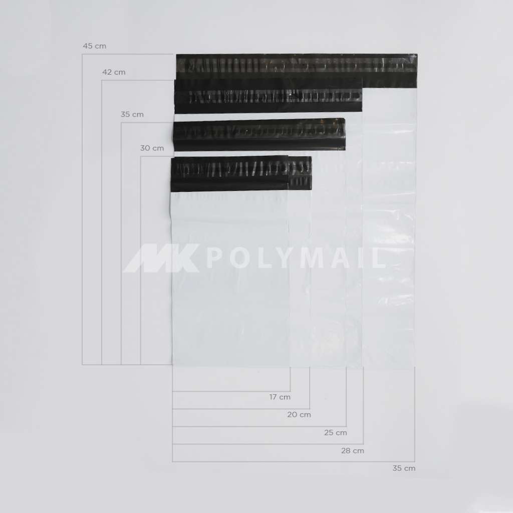 

InJO POLYMAILER 100PCS 17x30CM PUTIH PREMIUM GLOSSY PLASTIK POLYMAILER WHITE