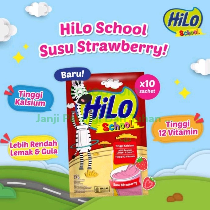 

HiLo School Susu Strawberry Sachet 10x27gr Renceng Stroberi