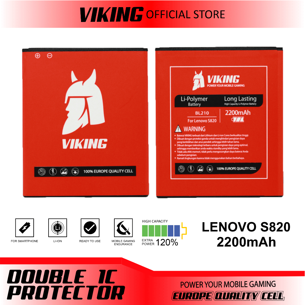 VIKING Baterai Lenovo BL210 - A328 - A536 - A606 - S650 - S820 - A766 - A770E Double Power