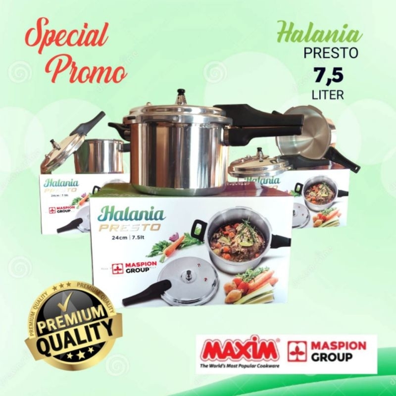 PANCI PRESTO MAXIM HALANIA 7,5 LITER STAINLESS STEEL panci presto besar panci serbaguna panci presto