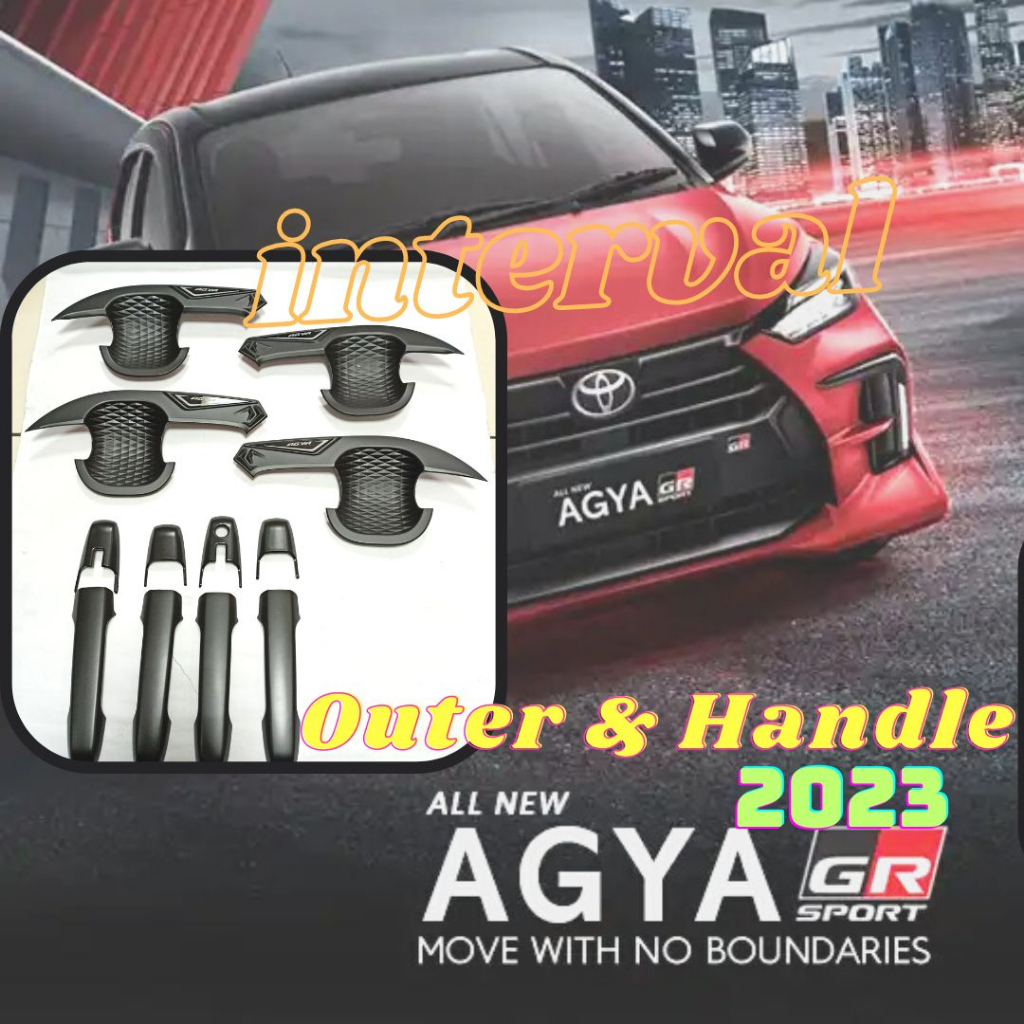 Paket Outer Handle Pegangan Pintu Mobil Agya 2023 Cover Hitam