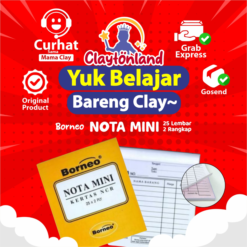 

Buku Nota Kontan Borneo Kecil MINI 1 Dan 2 Ply NCR / Nota Kontan 2 Rangkap Kecil / Nota Kontan Mini