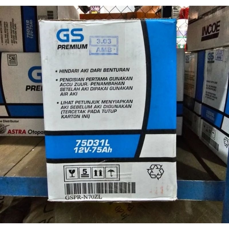AKI BATERAI BASAH GS ASTRA PREMIUM N70ZL/75D31L MOBIL PAJERO INNOVA DIESEL. DAN FORTUNER 75AH