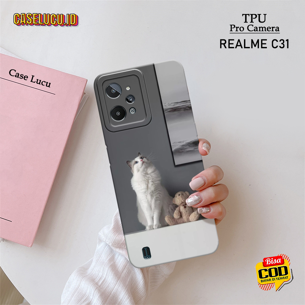 Casing Hp Realme C31 Terbaru - Fashion Case Kucing - Case Realme C31 - Soft Case Hp Realme C31- Kesi