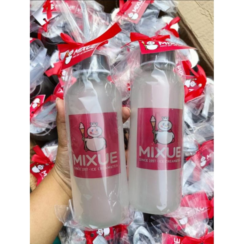 Botol Mixue 450ML / Botol Minum Anak Terbaru Motif Mixue / Botol Minum Kaca / Tumbler Air Minum Mixu