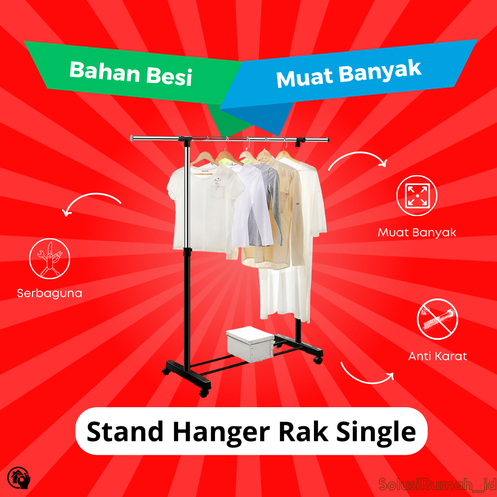 Rak Baju Gantung Besi / Gantungan Baju Minimalis / Display Butik / Tempat Jemuran / Lemari Minimalis