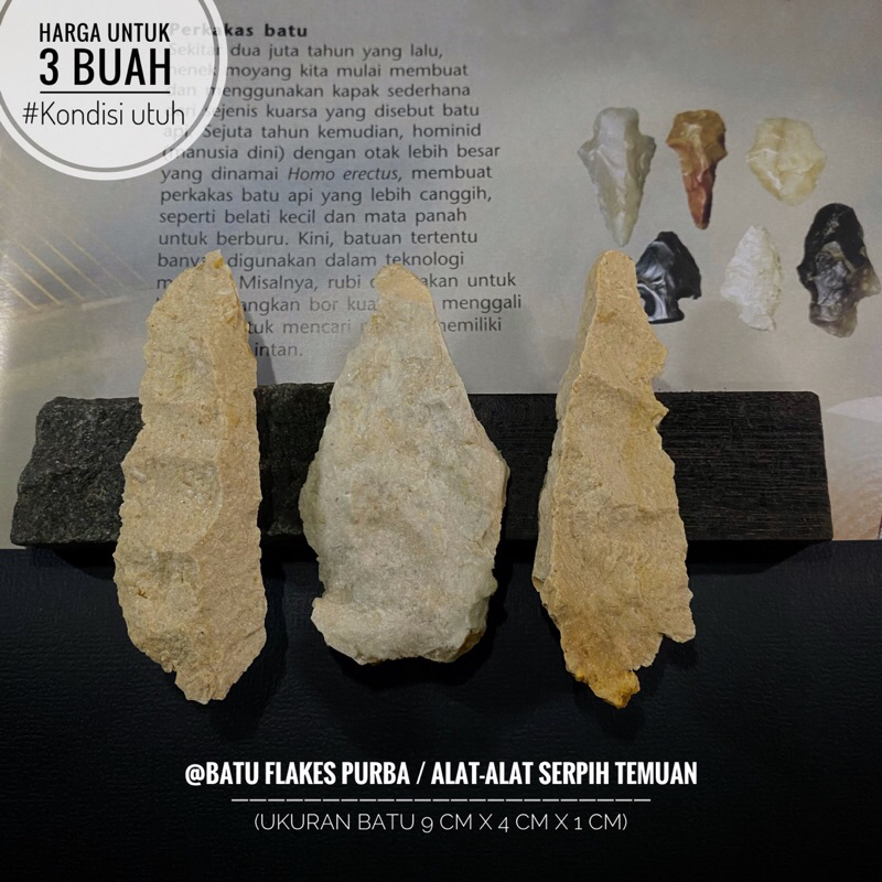Batu Flakes Purba C24 atau Batu Serpih Bilah atau Batu Kapak Palolitikum atau Kapak Genggam