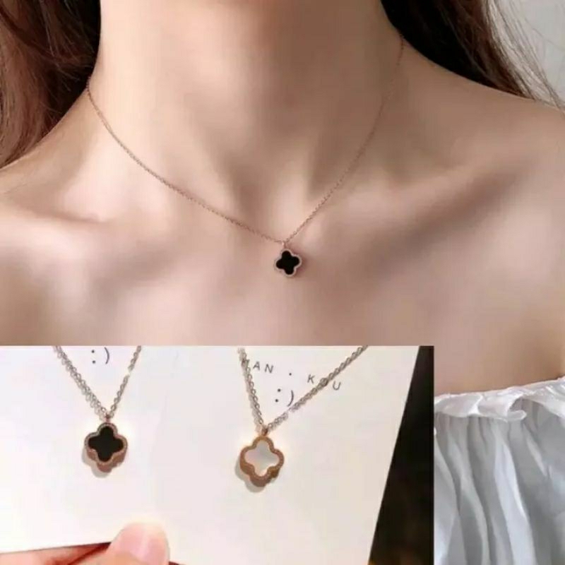 16.KALUNG WANITA TITANIUM GOLD MODEL RANTAI LIONTIN BINTANG ELEGANT