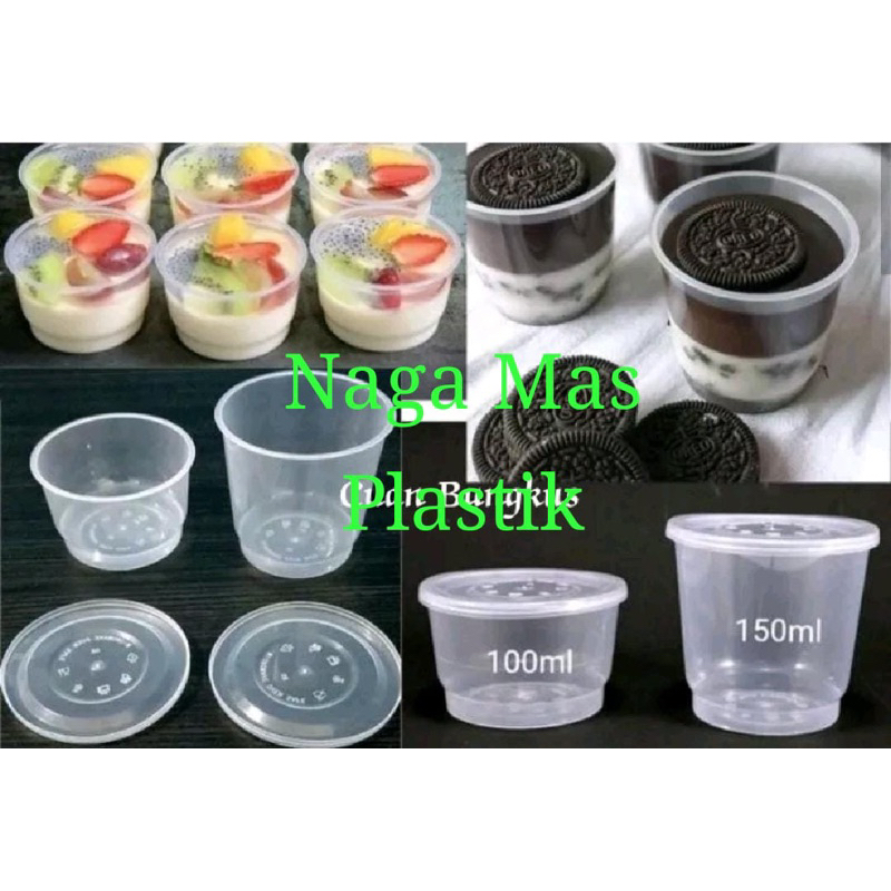Cup puding 100ml sama Cup puding merpati 150ml .