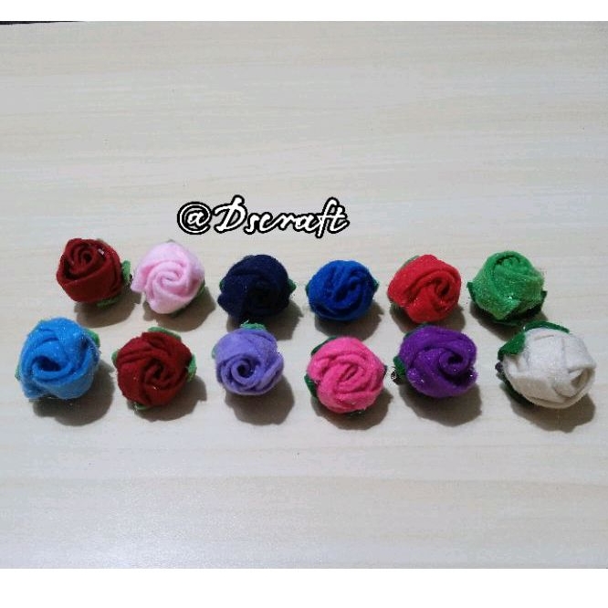 Bros Cantik Bunga Handcraft Kain Flanel Isi 12Pcs