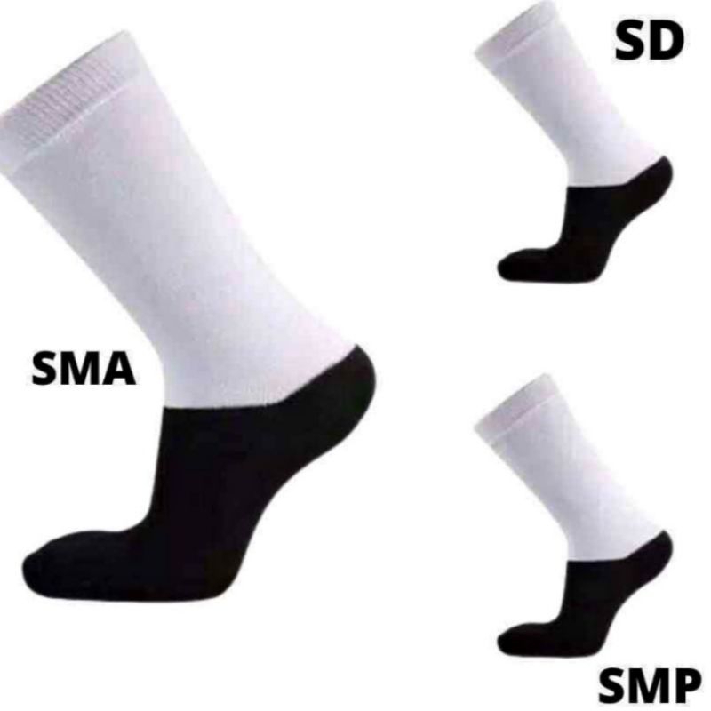 3 pasang kaos kaki anak sekolah sd smp sma hitam putih panjang bahan poliester