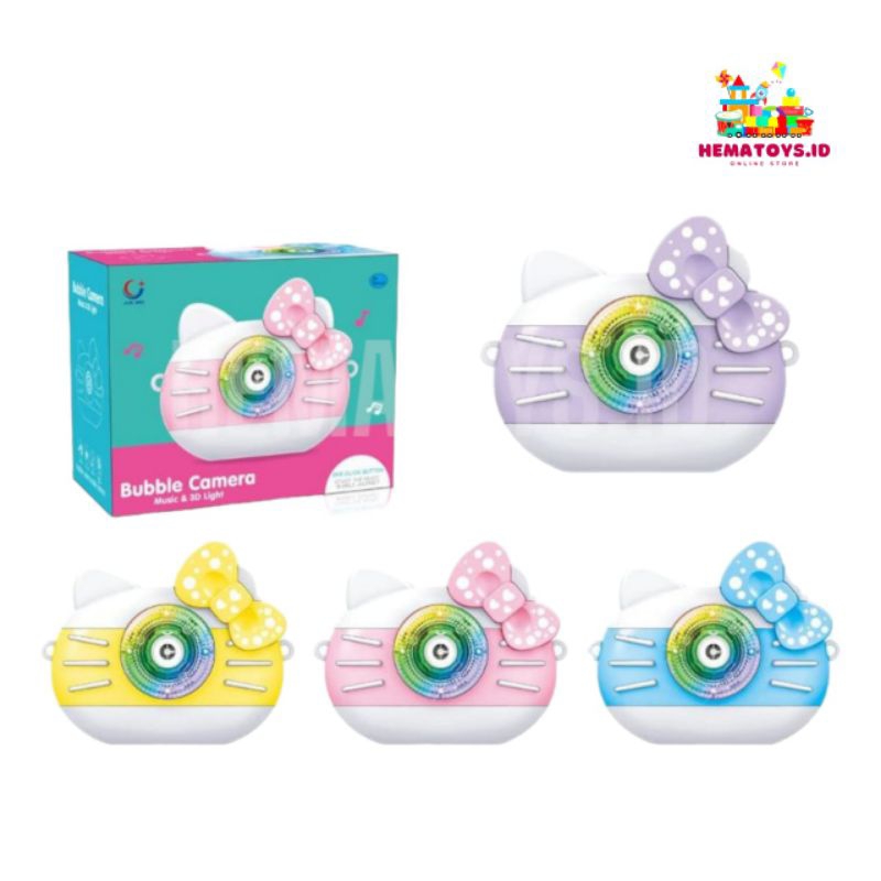 Mainan Anak Bubble Camera / Kamera Gelembung / Camera Bubble hello Kitty Baterai  - Random