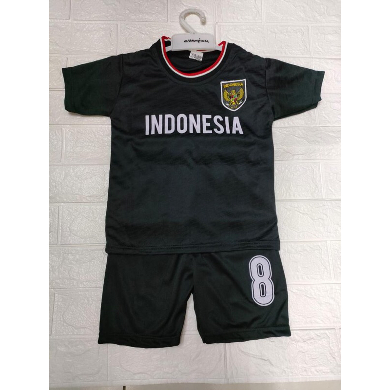 Setelan jersey anak usia 5-11 tahun / seragam bola kids Timnas Indonesia Hitam