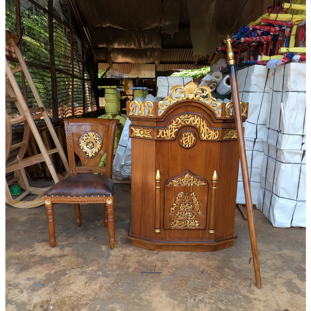 Podium dan Kursi Mimbar Masjid Minimalis Jati Furniture Jepara