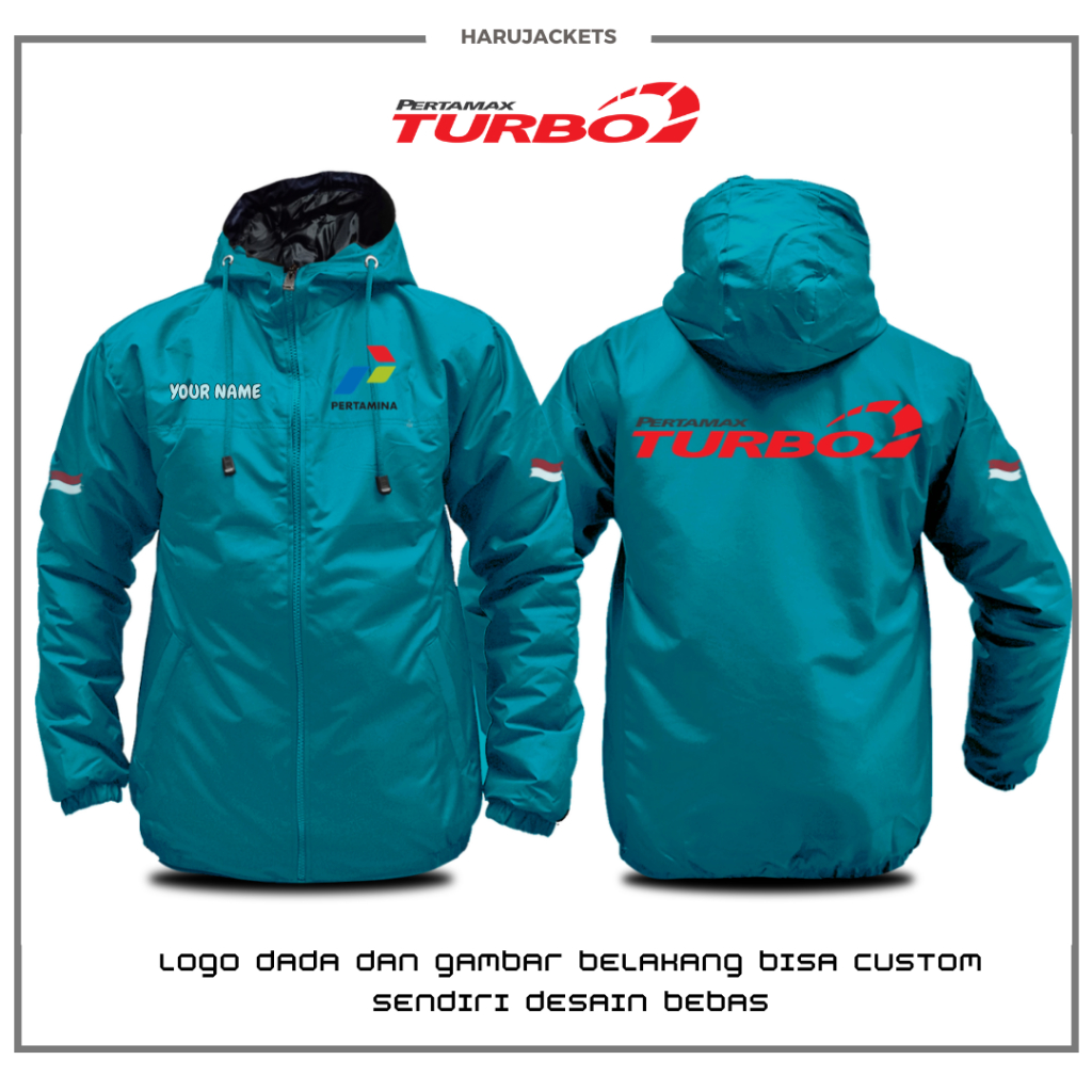 CUSTOM JAKET PERTAMAX TURBO JAKET PRIA COSTUM SATUAN FREE DESAIN JAKET PERTAMINA