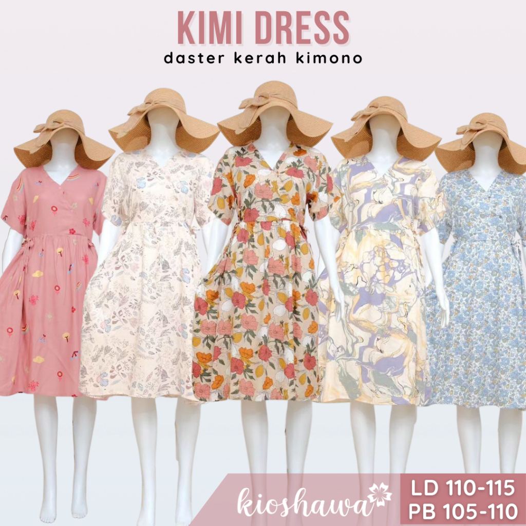 KIMI DRESS . Daster Kerah Kimono Homedress Kekinian Cantik Berkualitas Murah . Home Dress. Homey Dre