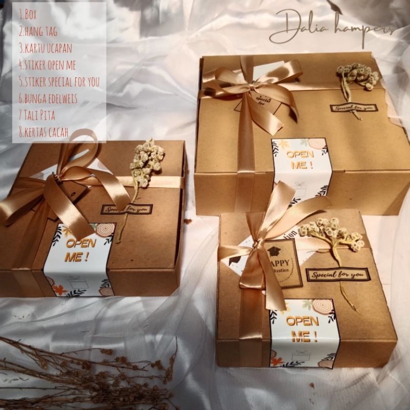 

Part 2 Paket packaging hampers dengan Pita / Box Rustic