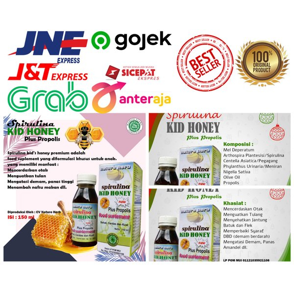 

Madu Anak Spirulina KID HONEY food suplemen 150 ml banyak manfaat buat buah hati