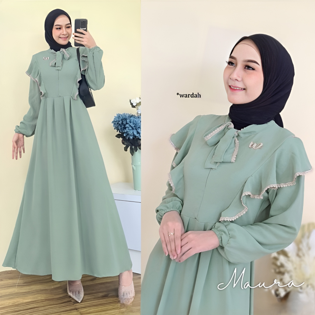 Maura dress wanita crinkle airflow sofi abaya gamis dress maxy renda busui terbaru 2023