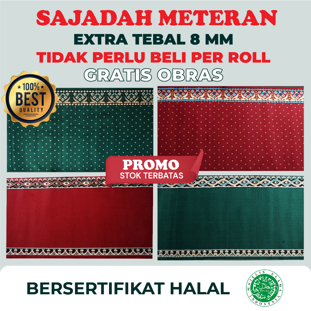 Sajadah Meteran Karpet Mesjid Mushola Medeena lebar 105cm (Jual Per Meter)