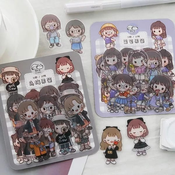 

STICKER FASHION GIRL 1 PAKET 4PCS BENING ANTI AIR STICKER BUKU JURNAL DECO STICKER KARTUN CUTE