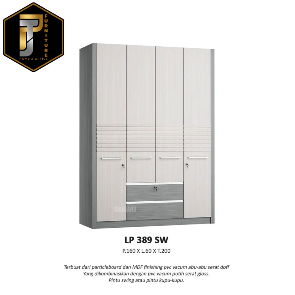 Lemari pakaian 4 pintu / wardrobe LP 389 SW Siantano Murah Pontianak