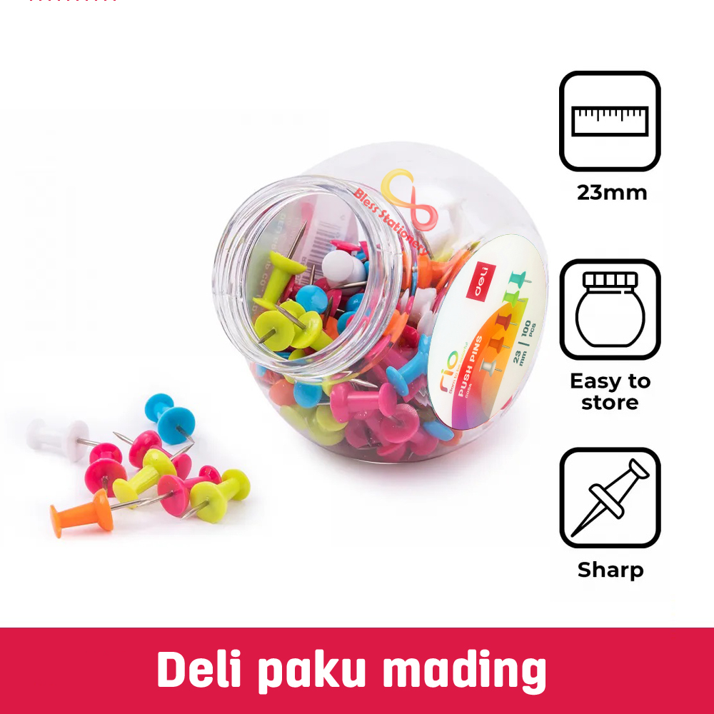 

Paku mading Deli push pin 23mm paku pin jarum tekan paku payung