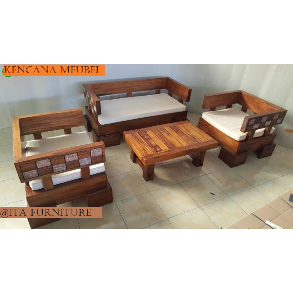 Kursi Tamu Kotak minimalis , Kursi tamu modern Kayu jati