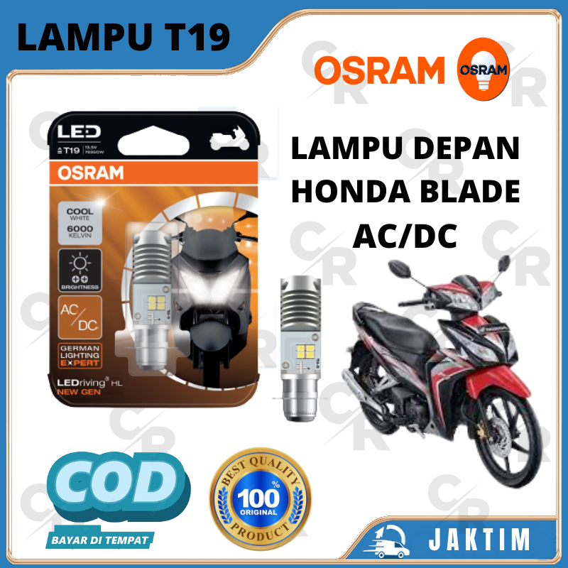 LAMPU BOHLAM DEPAN MOTOR BLADE LED OSRAM T19 AC/DC H6 ORIGINAL