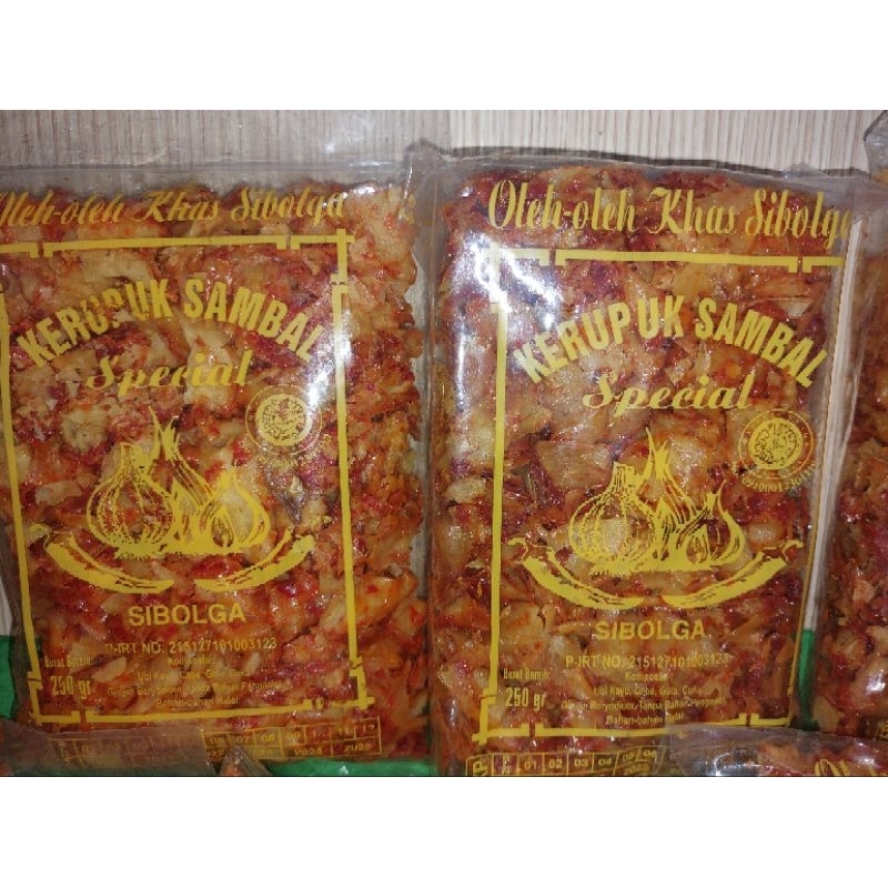 

Krupuk Sambal SIBOLGA cap bawang kemasan 250gr