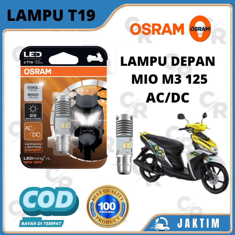 LAMPU BOHLAM DEPAN MOTOR MIO M3 LED OSRAM T19 AC/DC H6 ORIGINAL