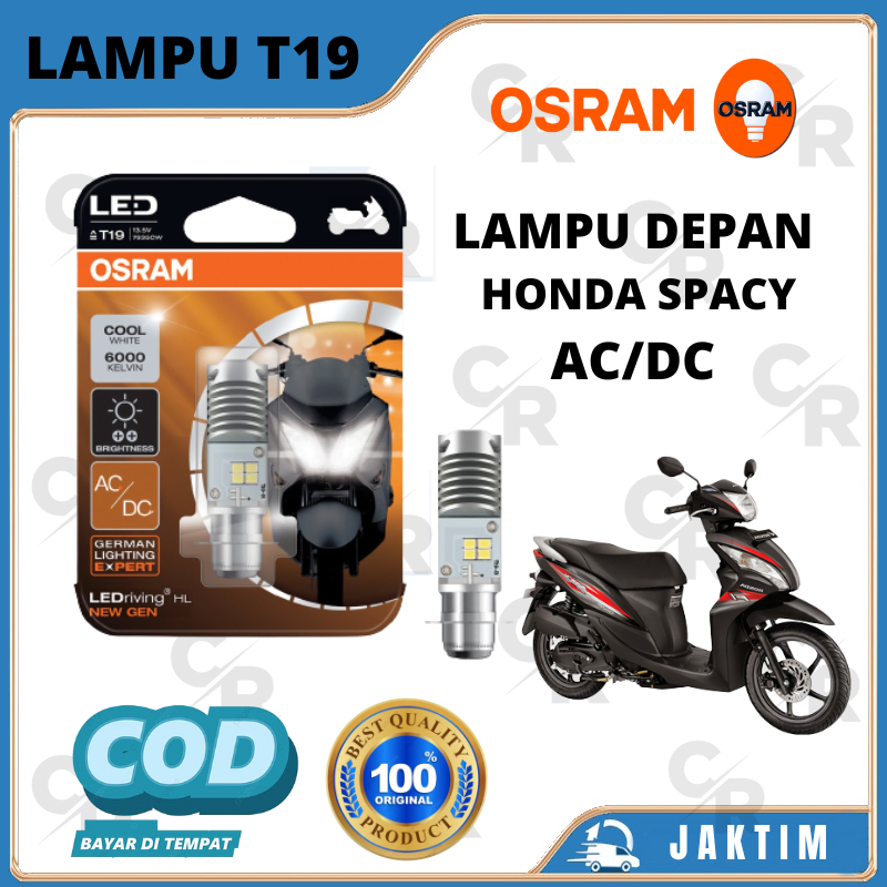 LAMPU BOHLAM DEPAN MOTOR SPACY LED OSRAM T19 AC/DC H6 ORIGINAL