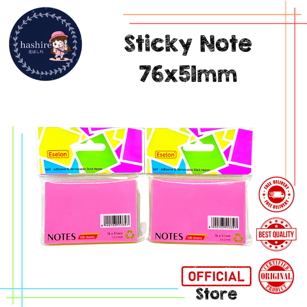 

Notes Sedang 3x2 (stick note / kertas memo eselon warna warni uk 76x51mm)