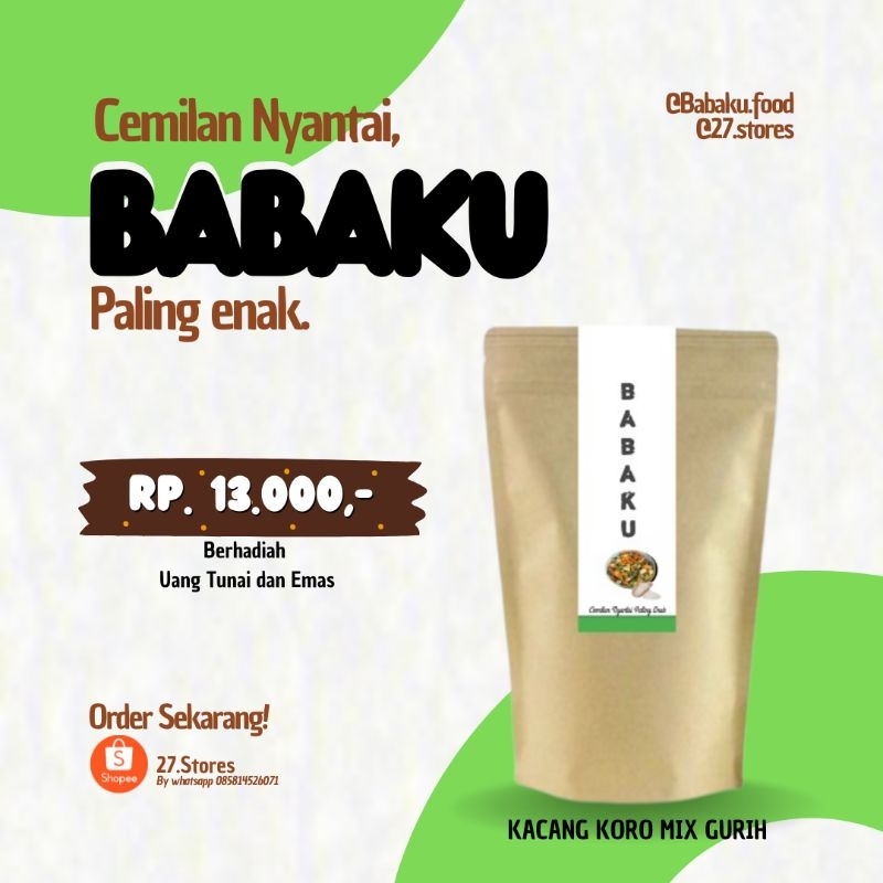 

snack kacang koro mix BABAKU berhadiah